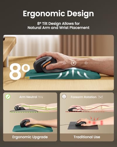 Image of ProtoArc MP50 Ergonomic Mouse Pad with Wrist Support, Lycra Surface, Green | 8 slope & massage points, soft memory foam, Large 12x8 Inches, Non-slip base. Relieves wrist strain for office & home