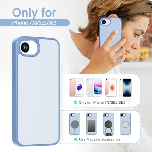 Image of TENOC Phone Case Compatible with iPhone SE (2nd 2020 and 3rd 2022 Generation) & iPhone 7 & iPhone 8, Sierra Blue Case Translucent Protective Bumper Matte Hard Back Cover for 4.7 Inch
