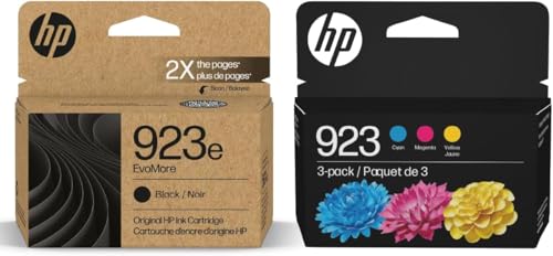 HP Original 923e EvoMore Black / 923 Tri-Color Ink Cartridges (2-Pack) | Works with Printer Series: OfficeJet 8120, OfficeJet Pro 8130 | Carbon Neutral | C84QYLN - image 1