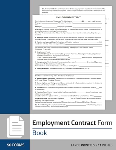 Employment Contract Form Book: Job Agreement Form Between Employer and