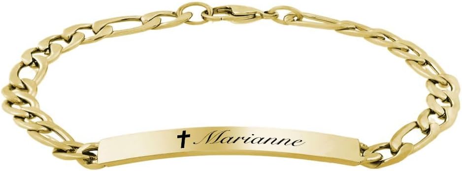 A & L Engraving Personalized Gold Stainless Steel Ladies Thin ID Bracelet Custom Engraved Free - Available in 7", 7.5" or 8" - Ships from USA