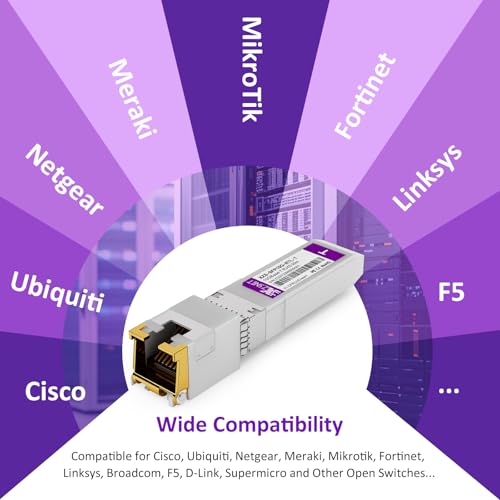 Image of 10GBASE-T SFP+ to RJ45 Transceiver, 1 /2.5 /5 /10G Multi-Rate Copper SFP+ to Ethernet Module for Cisco SFP-10G-T-S, Ubiquiti UniFi UF-RJ45-10G, Mikrotik S+RJ10, Meraki, Netgear, D-Link and More, 1 Pack