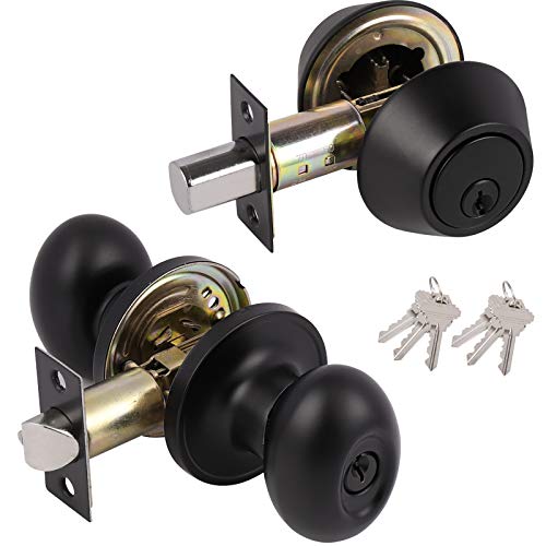 ❤ Crazy Deals Probrico Entry Door Knobs with Double Cylinder Deadbolt 5 Pack Matte Black Oval Egg Shape Exterior Front Door Handleset Keyed Alike 6 Same Keys Per Set for Office Entrance Door Locks ❤ Crazy Deals Probrico Entry Door Knobs with Double Cylinder Deadbolt 5 Pack Matte Black Oval Egg Shape Exterior Front Door Handleset Keyed Alike 6 Same Keys Per Set for Office Entrance Door Locks