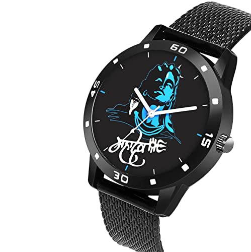 Image of Men's Premium Analog Watch with Roman Number Markers and Stainless Steel Chain Strap