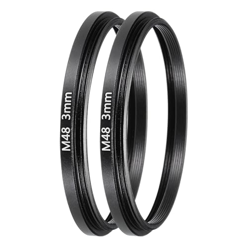 Tubo de extensión para telescopio PATIKIL de 3 mm, 2 piezas, anillo adaptador de lente de aleación de aluminio M48 x 0.75 mm en ambos extremos, accesorio para cámara y ocular, color negro miniatura 1