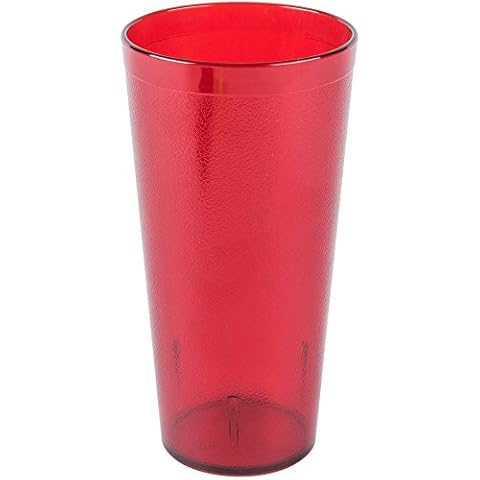 New, 16 oz. Restaurant Tumbler Beverage Cup, Stackable Cups, Break-Resistant Commmerical Plastic, Set of 6 - Ruby Red Cover