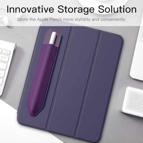 Image of MoKo Adhesive Pencil Case Holder Sticker for Apple Pencil, Deep Purple | Elastic Pencil Pocket Pouch, Adhesive Sleeve, Attached to iPad Case, For Pro /USB-C /1st /2nd Gen and Similarly Stylus Pens