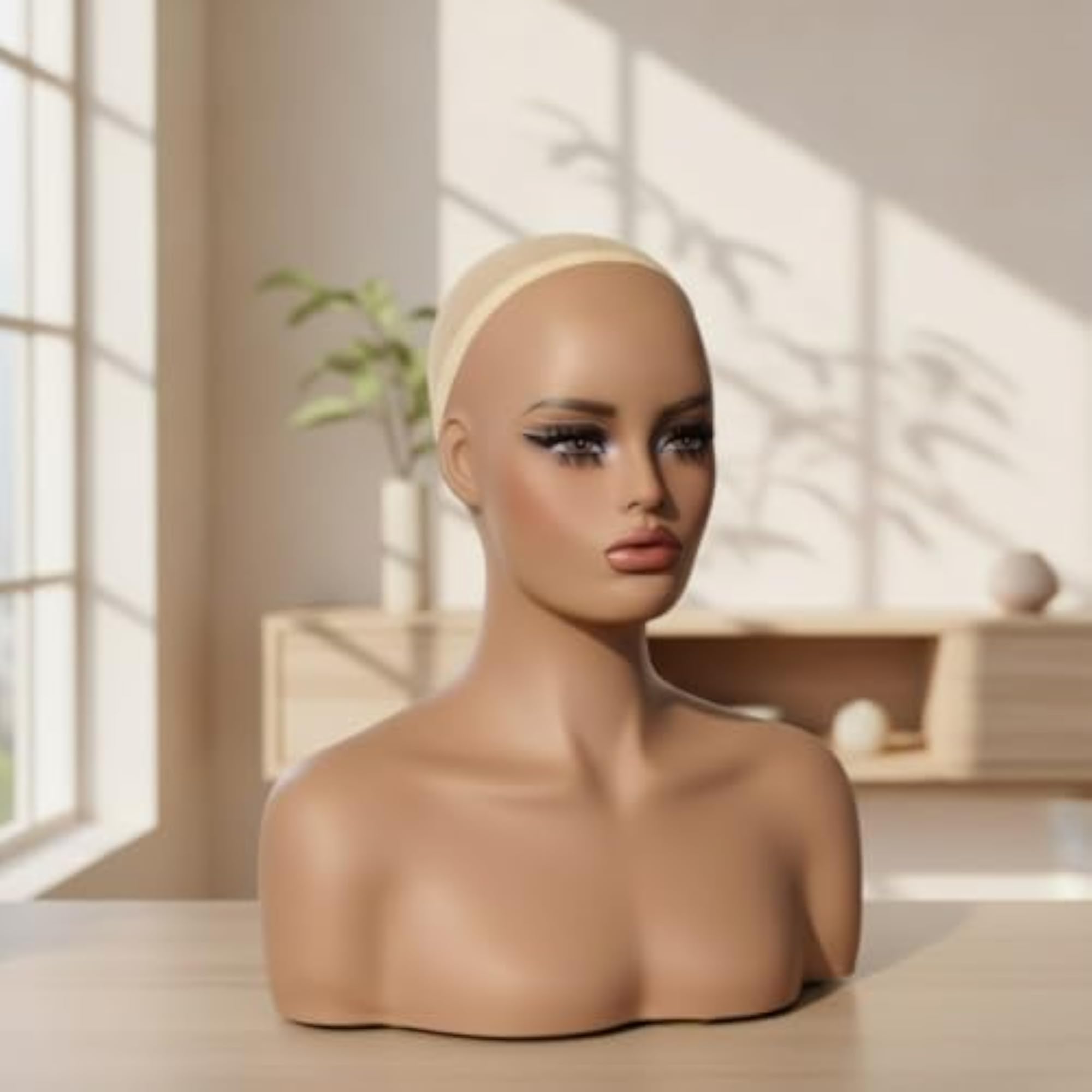 Sculpted Hair Mannequin Head with Shoulders for Display