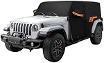JOYTUTUS Wrangler Cab Cover Waterproof 4 Door for Wrangler JK JL 4 Doors 2007-2026, Paint-Safe Lining Car Cover with Zipper Access, UV50+ Windproof All-Weather Protection, Top On/Off Compatible