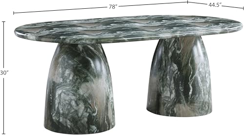 Image of Meridian Furniture 702Green-T Cosenza Collection Art Deco 78 inch Indoor /Outdoor Concrete Dining Table with Green Marble Finish, 78 inch W x 44.5 inch D x 30 inch H, Green