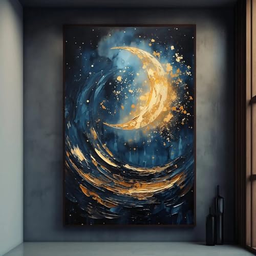 Toile murale lune abstraite impression haute définition cadre 50x70cm