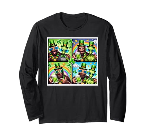 Divertido fotomatón: Sasquatch, Día de San Patricio, Bigfoot Alien Manga Larga