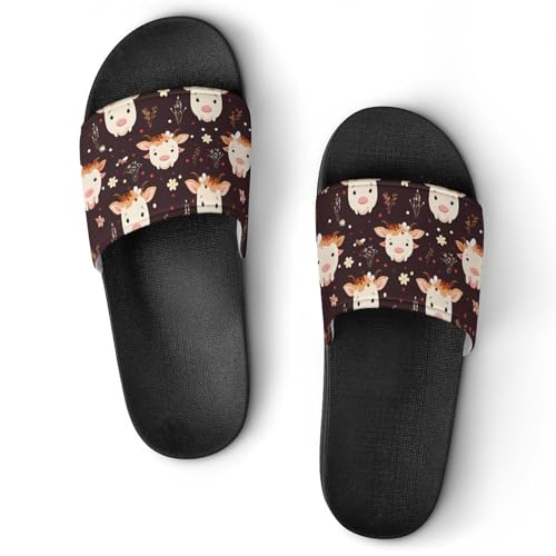 Cartoon Cow House Sandals Non-Slip Bathroom Slippers Beach Summer Shoes for Men Women