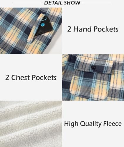 Image of SCODI Men's Flannel Shirt Jacket Fleece Sherpa Lined Plaid Zip Up Hoodies | Machine Wash, 4 Pockets, Big and Tall, Vintage, Classic, Stylish, Casual, Heavyweight Sweatshirt, Winter Outwear, Warm Coat