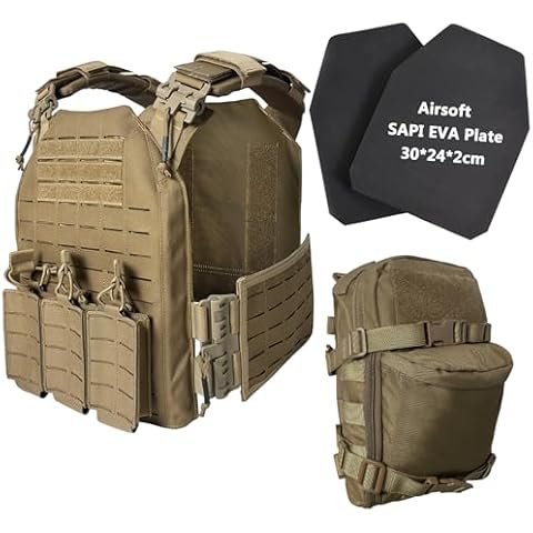 Hehyxade Aisoft Molle Suit 1000D Nylon with Triple Pouch Hydration Backpack EVA Foam Pad Coyote Brown Cover