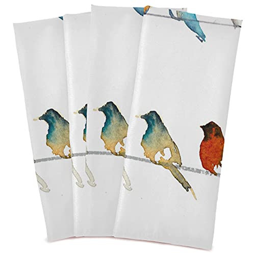 Naanle Watercolor Bird Kitchen Towels 4 Pack Dish Cloths Reusable Cleaning Cloths Absorbent Hand Towels Tea Towels Bar Towels For Home Kitchen Fast Drying 28 X 18 In #TOP1