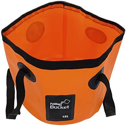 Folding Water Bucket, Zuukoo 12L Portable Collapsible Wash Basin Camping Storage Container for Traveling Hiking Fishing Boating Gardening Car Washing (Orange)