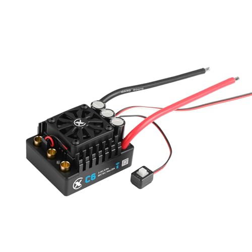 XC C6 Sensorless Brushless ESC for RC Car,3-8S Lipo,200A Continuous Current,8-25A、6.0/7.4/8.4V BEC,Applicable to 1/6 1/7 On Road Truck Monster