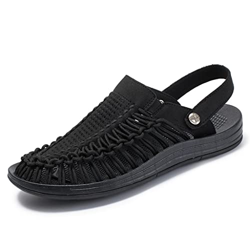 Men Sandals Breathable Outdoor Men's Casual Shoes Weaving Beach Sandals Slippers Men(D,9.5code)