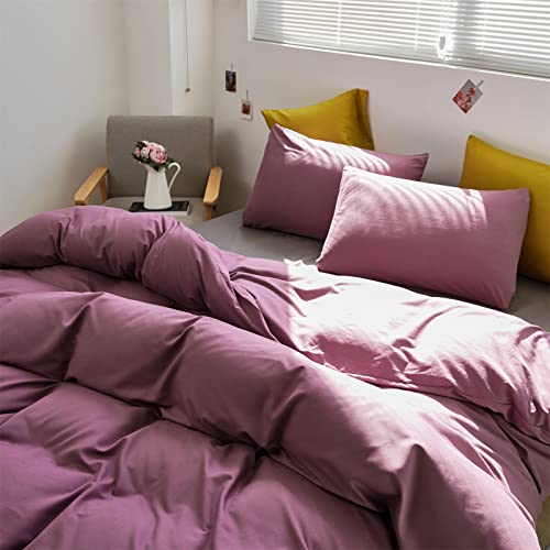 Image of KAREVER Purple Comforter Set King Grape Color Bedding Set 3 Pieces Lightweight Blanket Set Hotel Quality Women Breathable Comforter Set King