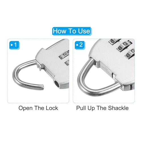 Image of PATIKIL Security Steel Cable with 3 Digit Combination Lock, 2 Set Travel Padlock 3.3Ft Coated Safety Wire Rope Double Loop for Luggage Suitcase, Silver