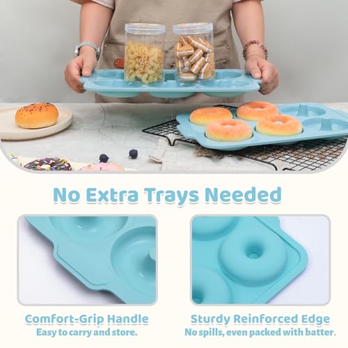 Silicone Doughnut Mould with Frame: 9 CM Nonstick Donut Mould for Oven with Metal - 2 Donut Tray Baking Non Stick for Bagels and Onion Ring - Bake Pan for Healthist & Bakers at Home - Image 6