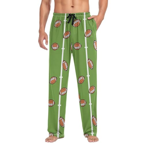 SUABO Men\'s Pajama Bottoms, American Football Elastic Waistband Sleep Pajama Pant for Men, Lounge Sleepwear, M