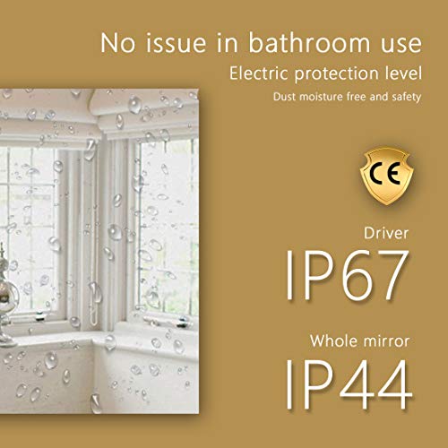 Meykoe 1000x700mm Illuminated LED Bathroom Mirror Anti-Fog LED Mirrors with Lights + Touch Switch Control + Demister