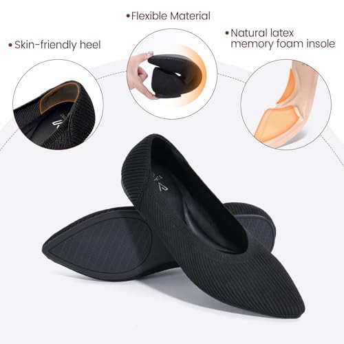 Vipost Knit Ballet Flats for Women, Pointed Toe Foldable Slip On Flats Shoes - Lightweight Breathable Dressy Flats for Work, Travel, Wedding3