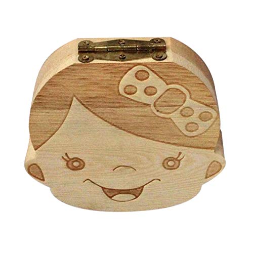 MXECO Creative Baby Teeth Box Saver Storage Box Wooden Children Teeth Holder Organize Box Milk Teeth Keepsake for Girls Boys