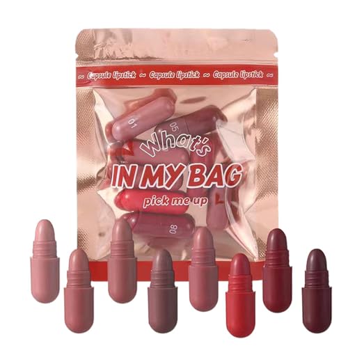 Set de Pintalabios de Viaje - 8 Colores en Barra Labial Natural Mate | Bálsamo Labial Largo Duración - Adecuado para, Bodas, Uso Diario,