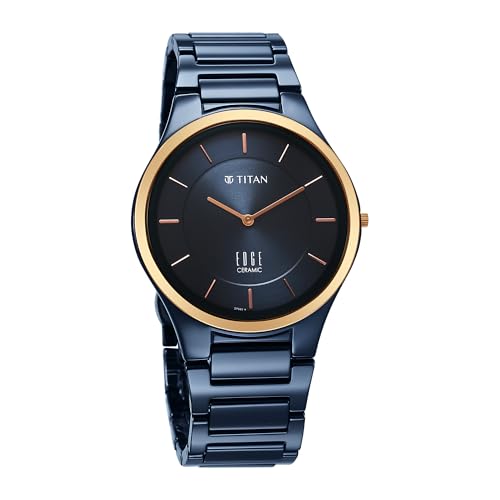 EDGE Store Titan Edge Bicolour Quartz Blue Dial Ceramic Strap Watch - Image 3