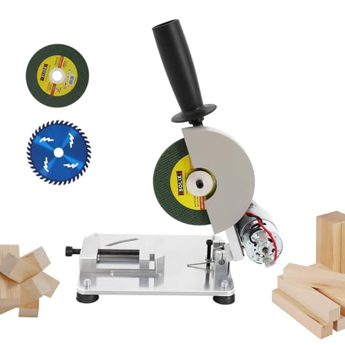 ANGDI Mini Sierra ingletadora, Sierra ingletadora eléctrica para Metal con Ajuste de 0-45°, Mini cortadora portátil de sobremesa con 2 Cuchillas, cortadora ingletadora eléctrica para Madera