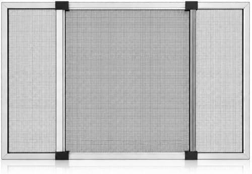 Extendable Mosquito Net for Windows 40 x 50 – 92 cm, Adjustable Aluminium Frame with Fibreglass Mesh, Insect Protection, Installation Without Drilling, Ideal for Daily and Summer