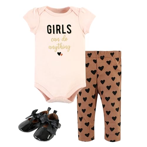 Image of Hudson Baby Unisex Baby Cotton Bodysuit, Pant and Shoe Set