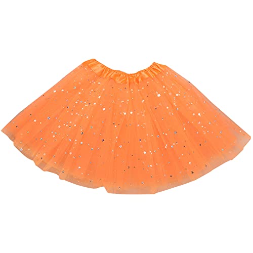Girls Layered Tulle Skirt Toddler Baby Star Sequins Tutu Skirt Dance Ballet Skirts Party Carnival (E, 2-8 Years)