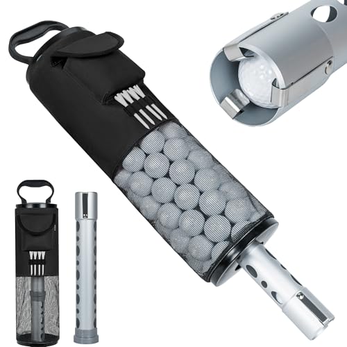 AKOZLIN Golf Shag Bag Large Capacity Golf Ball Retriever with Detachable Aluminum Alloy Tube Shags Bag for Golf Ball Shagger Hold Up to 90 Balls
