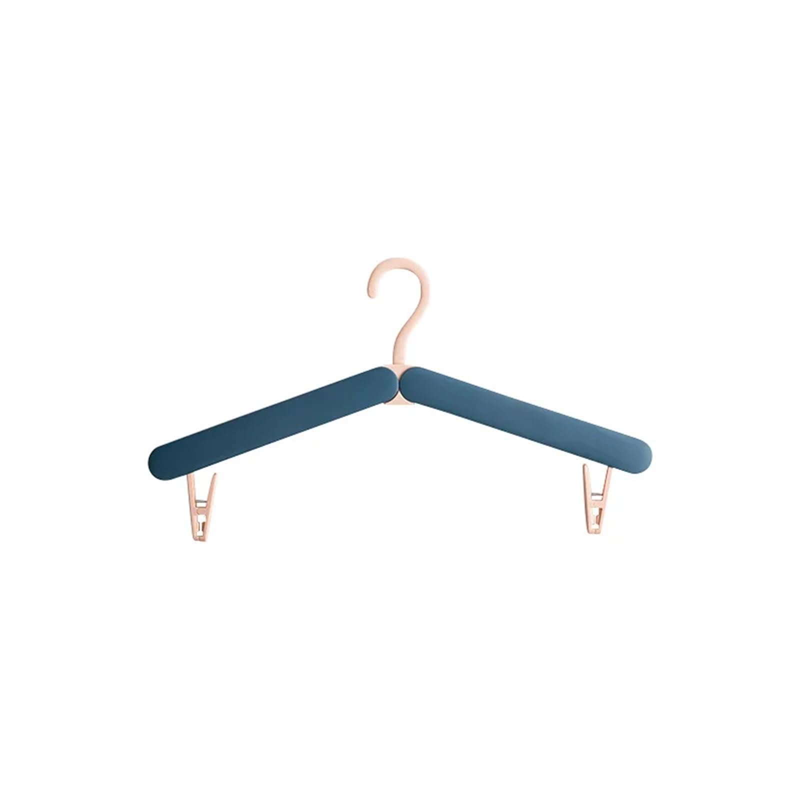 Travel Hangers Portable Solid Color Mini Folding Clothes Rack Telescopic Travel Drying Household Space Saving Hanger(Blue)