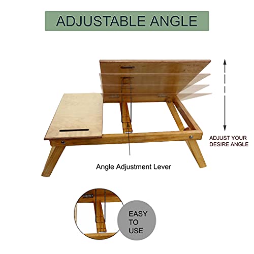 Image of Multi-Purpose Portable Wooden Foldable Laptop Table with Foldable Legs /Computer Stand for Reading Writing on Bed, Couch, Sofa, Floor
