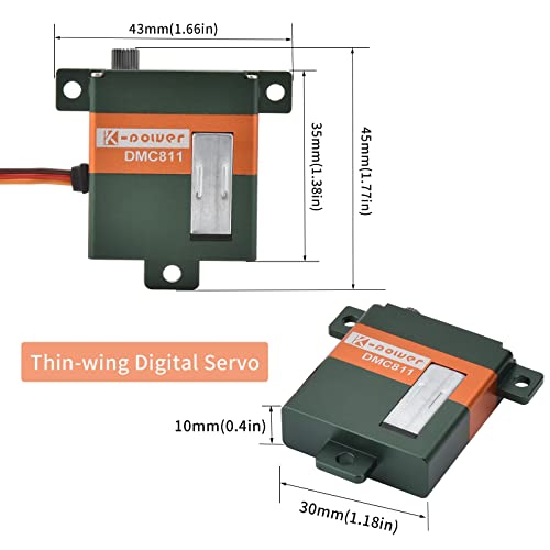 K-Power Dmc811 8Kg Thin-Wing Servo,29G Mini Rc Servo,Digital Servo For Rc Airplane Glider,Full Aluminum Case Servo #TOP3