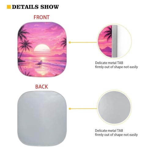 Image of Car Sun Shade Windshield Sunshade Pink Sunset Palm Tree Auto Interior Protector Foldable 2-Piece Sun Visor Windshield Cover Automotive Interior Accessories Fit Most Cars