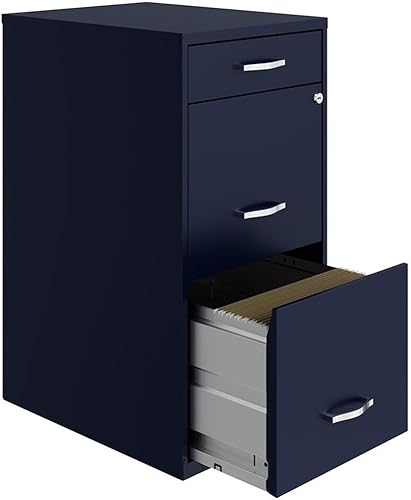 Miniatura 9 de Pemberly Row Archivador organizador de metal de 3 cajones de 18" en verde azuladoturquesa
