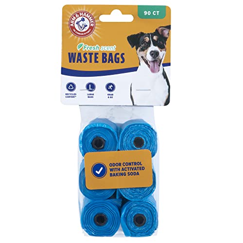 Arm & Hammer Easy-Tear Disposable Dog Poop Bag Refills, Fresh Scent Odor Control, Blue, 90 Dog Poop Bags 7 x 2.5 Inches - image 1