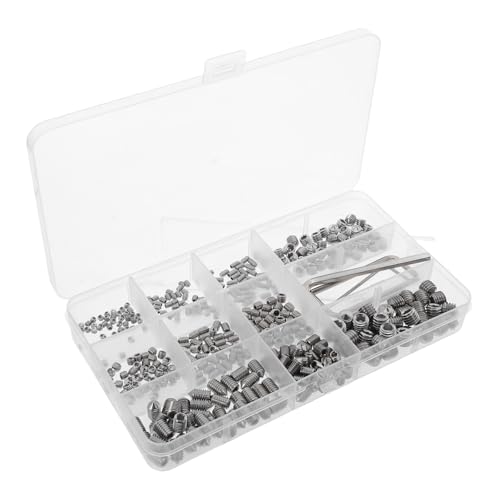 AMUSLESUR 400個尖頭固定螺絲 各種付属 工具付き 浴室灯具用ネジ シャワーパネル固定用 ドアノブ 収納ラック取付け用 ステンレス製 シルバー