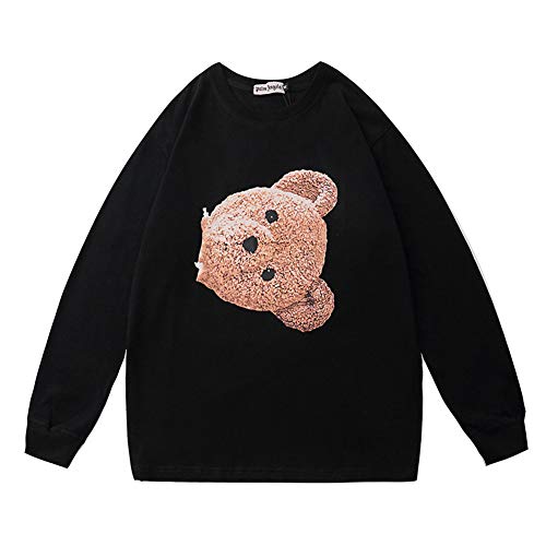 Keren PA - Suéter de manga larga con estampado de oso para hombre y mujer Negro Negro ( XL