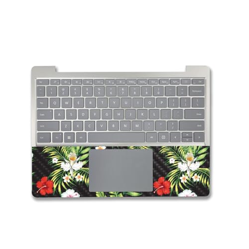 Image of MightySkins Carbon Fiber Skin Compatible with Microsoft Surface Laptop Go 3 (2023) Full Wrap Kit - Dark Hibiscus | Protective, Durable Textured Carbon Fiber Finish | Made in The USA