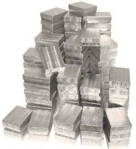 JSP 100 pcs Silver Cotton Filled Jewelry Display Gift Boxes(2" Length x 1 1/2" Width x 1/2" Height)
