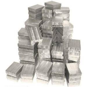 100 pcs Silver Cotton Filled Jewelry Display Gift Boxes( 2