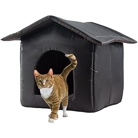 Gicov Feral Cat House for Outdoor Cat Insulated with Waterproof Roof Warm Cushion Weatherproof Protection Cat Dog Tent Stray Cat Shelter Pet House for Winter Cover