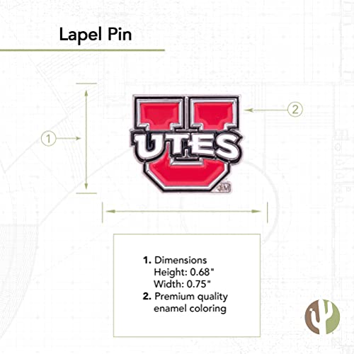 Image of Desert Cactus University of Utah Lapel Pin UTAH Utes Made of Metal for Formal Wear, Bag and Hat Jewelry, and Tie Tack